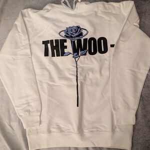 VLONE White and Black Graphic Hoodie.